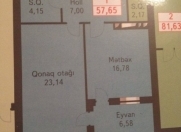 Satılır 1 otaqlı 57.65 m2 yeni tikili Əhmədli
