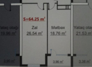 Satılır 1 otaqlı 65 m2 yeni tikili Əhmədli