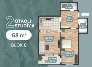 Satılır 1 otaqlı 68 m2 yeni tikili Bülbülə