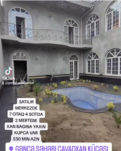 Satılır 7 otaqlı 750 m2 həyət evi Gəncə