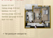 Satılır 2 otaqlı 76.5 m2 yeni tikili Masazır